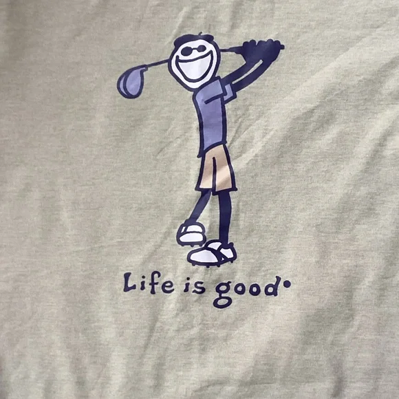 Life Is Good Gray Tee with Blue and Pink Graphic - Picture 2 of 5